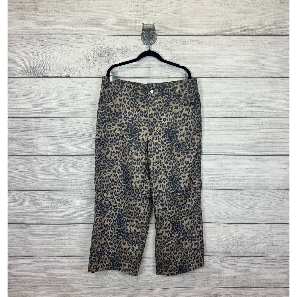 Shein Curve Women's Brown & Black Cheetah Wide Leg Pants Size 2XL